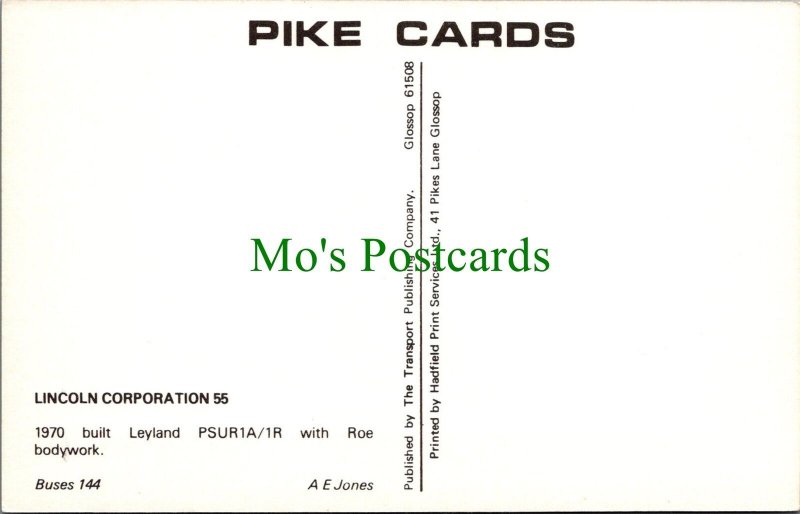 Road Transport Postcard - Lincoln Corporation 55 Leyland Bus Ref.SW9672