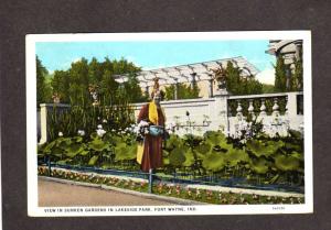 IN Sunken Gardens Lakeside Park Fort Ft Wayne Indiana Postcard