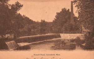 Vintage Postcard Newell Pond Greenfield Massachusetts New England Printing Pub.