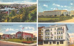 4~Postcards EASTON, Pennsylvania AERIAL~HIGH SCHOOL~DIXIE CUP CO~TERMINAL HOTEL
