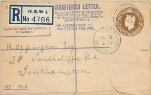 Entier Postal Stationery May 1 / 2d Kilburn for Southampton in 1942