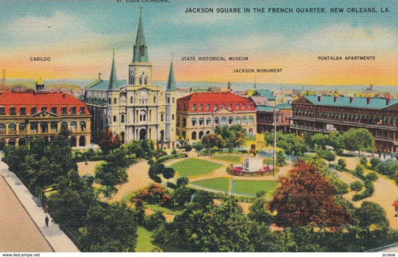 NEW ORLEANS, Louisiana, 1930-40s; Jackson Square in the French Quarter