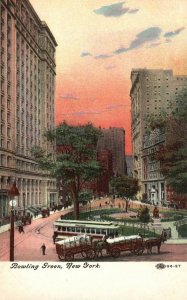 Vintage Postcard 1910's View of Bowling Green Manhattan New York City N. Y.