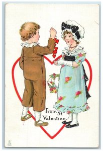 c1910's Valentine Heart Children Sweetheart Hearts Tuck's Antique Postcard