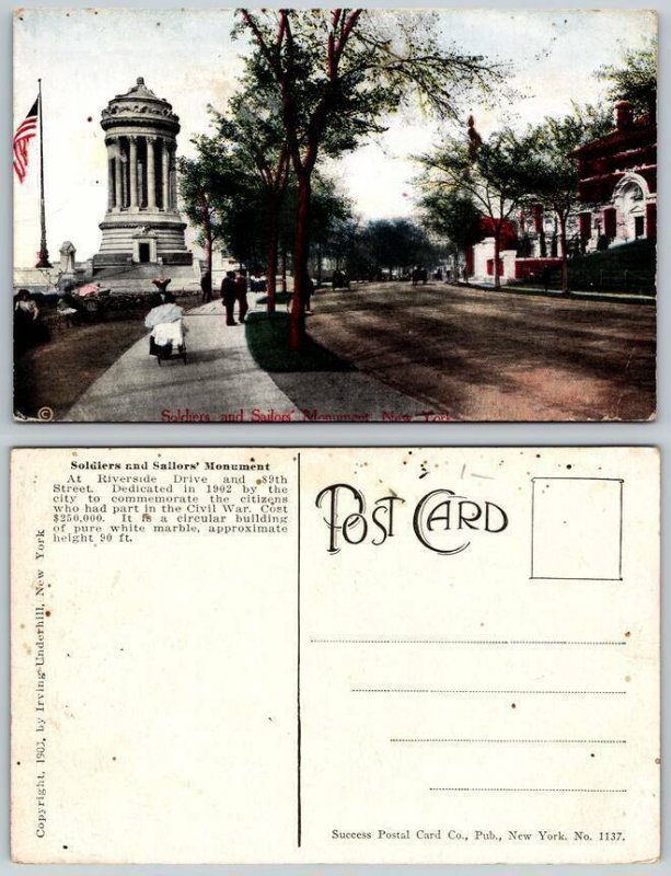 Soldiers & Sailors Monument New York,NY Irving Underhill Vintage Postcard