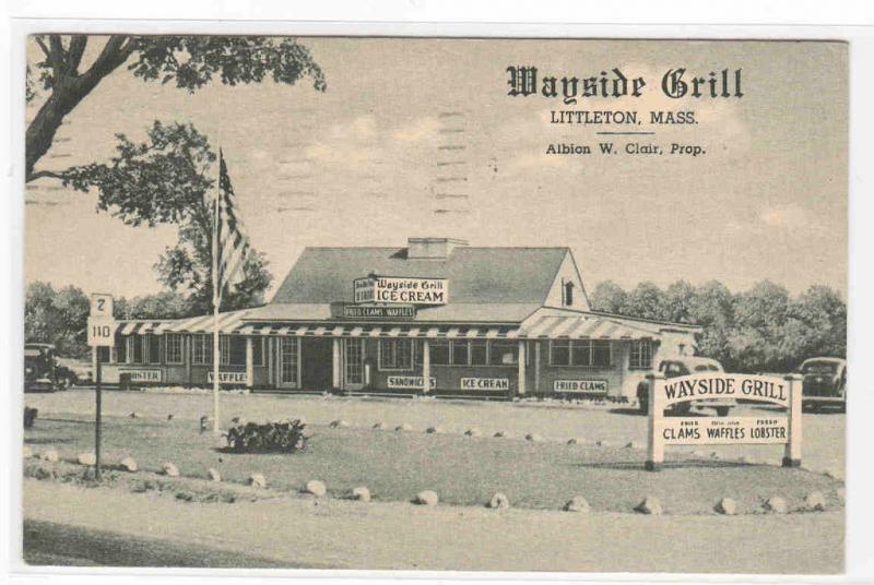 Wayside Grill Littleton Massachusetts 1949 postcard