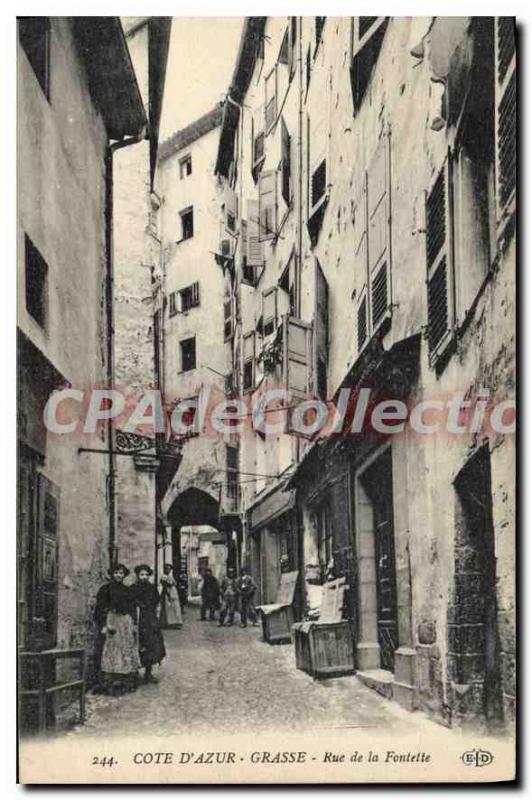 Old Postcard Cote D'Azur Grasse the Fontette Street