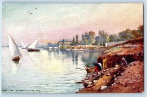 Cairo Egypt Postcard On The Banks of the Nile c1910 Oilette Tuck Art