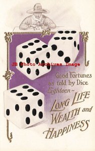 Gambling, Good Fortunes as Told by Dice Eighteen-Long Life Wealth & Happiness