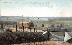 J44/ Richfield Springs New York Postcard c1910 Trolley Interurban McCredy's 12