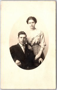 Couple Woman Leaning on Shoulder Photograph Real Photo RPPC Postcard