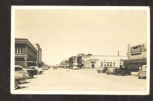 RPPC DOUGLAS ARIZONA DOWNTOWN STREET SCENE OLD CARS REAL PHOTO POSTCARD