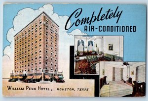 1960 Houston Texas TX Vintage Postcard WM Penn Hotel Multiview Building Unposted