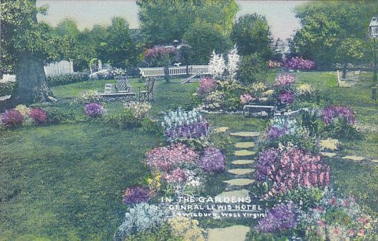 West Virginia Lewisburg The Gardens General Lewis Hotel Handcolored Albertype