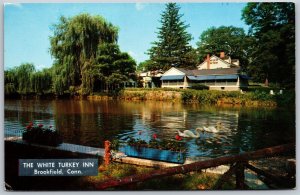 Vtg Brookfield Connecticut CT White Turkey Inn Restaurant Lake 1950s Postcard