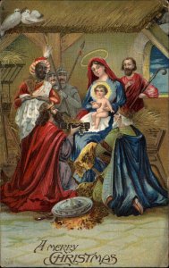 Christmas Baby Jesus Christ Mary Nativity Wisemen Embossed c1910 Postcard