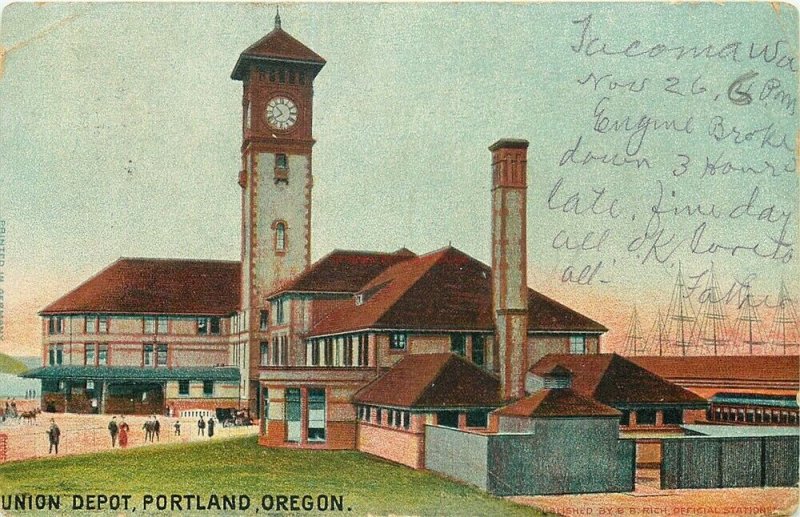 OR, Portland, Oregon, Union Depot, Seattle & Portland R.P.O., Postmark 1906