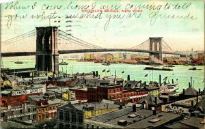 Brooklyn Bridge Richmond Stove Sign New York NY NYC 1909 UDB Postcard B1