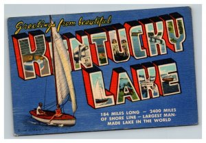 Vintage 1953 Postcard Greetings From Kentucky Lake - Largest Man Made Lake