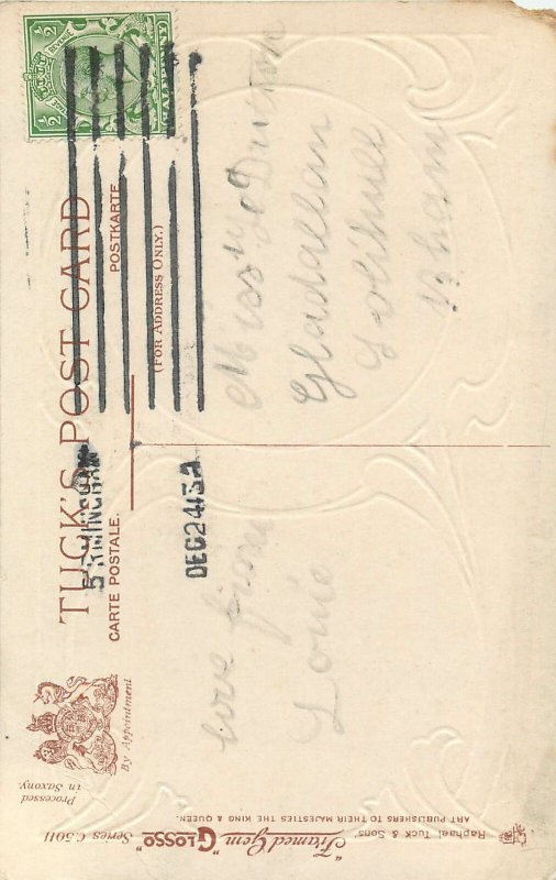 Postcard animals Happy christmas dogs pupies