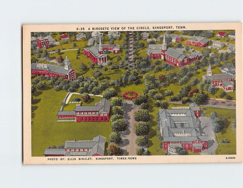 Postcard A Birdseye View Of The Circle, Kingsport, Tennessee