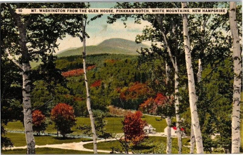 Mt Washington from Glen House, Pinkham Notch White Mts NH Vintage Postcard W17