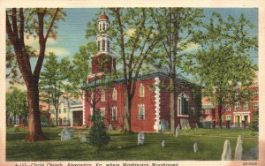Vintage Postcard 1930's Washington Worshiped Christ Church Alexandria Virginia