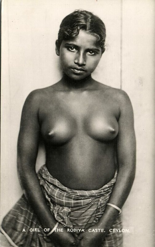 ceylon, Native Topless Nude Woman of the Rodiya Caste (1930s) RPPC Postcard