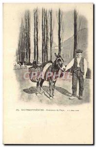 Old Postcard Folklore Hautes Pyrenees country Costumes Donkey Mule