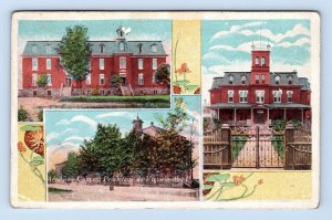 Multiview Academie Couvent Presbytere Victoriaville Quebec UNP UDB Postcard N14