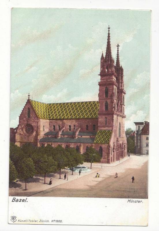 Switzerland Basel Munster Minster Cathedral Church Postcard