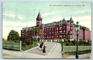 1909 St. Louis Missouri Vintage Postcard St. Anthony's Hospital Building Posted