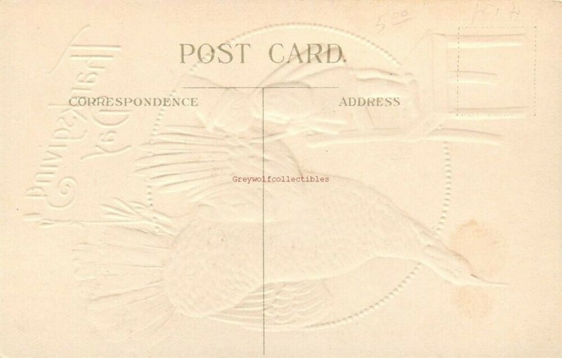 Thanksgiving, Little Girl on chair getting ready to gut a turkey, Embossed