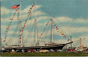 Schooner Lucy Evelyn, Beached Beach Haven NJ c1956 Vintage Postcard H79