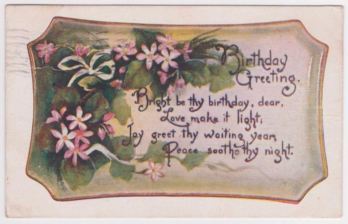 Buffalo NY to Alden New York L. F. Pease Birthday Greetings Postcard A42