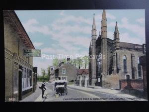 Hampshire RINGWOOD Christchurch Rd & Congregation Church CAFE & PETROL c1905