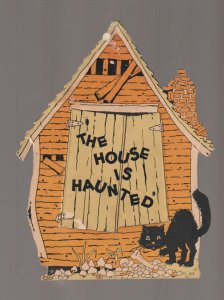 Vintage HALLOWEEN 1910 MECHANICAL PARTY INVITE GIBSON Cat SKELETON Ex Carpentier