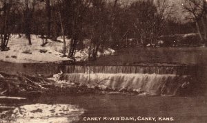 Vintage Postcard 1916 Caney River Water Dam Waterfalls Southern Kansas KS Nature