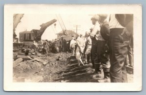 RAILROAD ACCIDENT TRAIN WRECK 1924 ANTIQUE REAL PHOTO RPPC railway