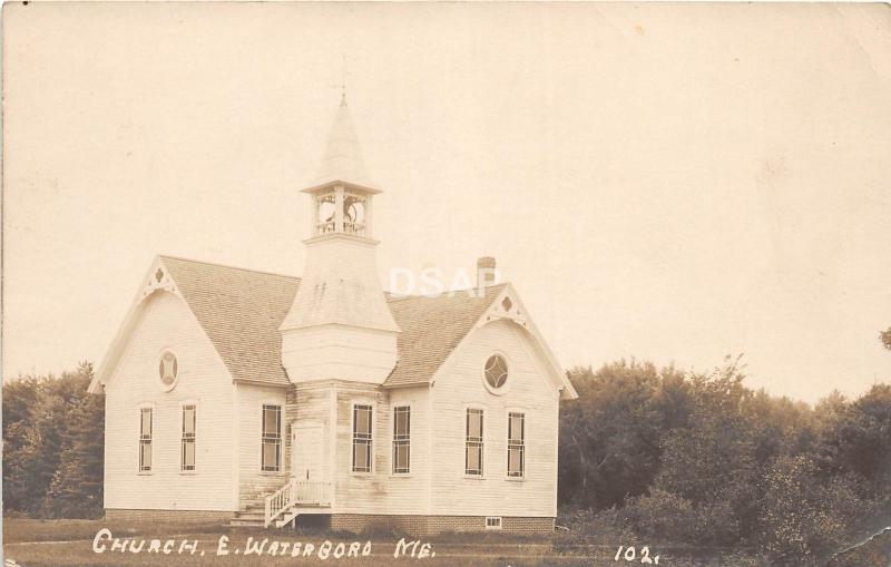 A71/ East Waterboro Maine Me RPPC Real Photo Postcard 1915 Church Building