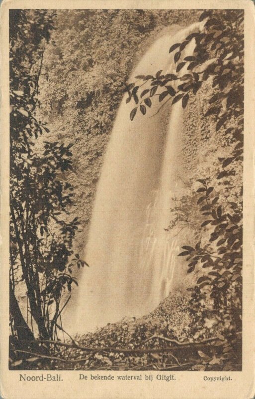 Indonesia Noord Bali Gitgit Waterfall Vintage Postcard 07.52