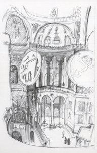 Ayosofya Istanbul Turkey Stunning Sketch Painting Postcard