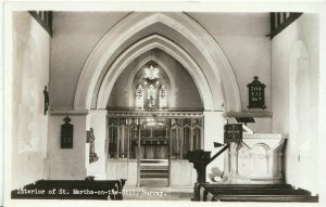 Surrey Postcard - Interior of St Martha-on-The-Hill - Real Photograph   ZZ509