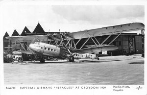 Aircraft Aviation Imperial Airways Heracles at Croydon RPPC postcard B946