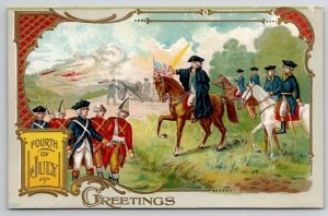 Patriotic 4th of July Greetings George Washington And His Men Postcard N26