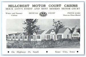 c1910's Hillcrest Motor Court Cabins Sioux City Iowa IA Antique Postcard