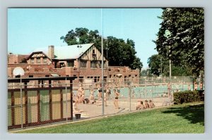 Riverside Park IA Moline Swimming Pool Chrome Iowa Postcard