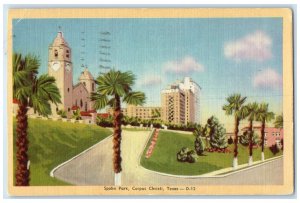 1945 Spohn Park Texas Building Tower Road View Corpus Christi Texas TX Postcard