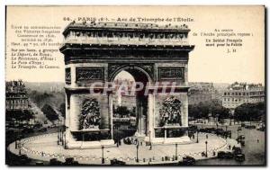 Old Postcard Paris Arc De Triomphe From & # 39Etoile