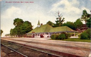 Postcard Railway Station Train Depot in Bay View, Michigan